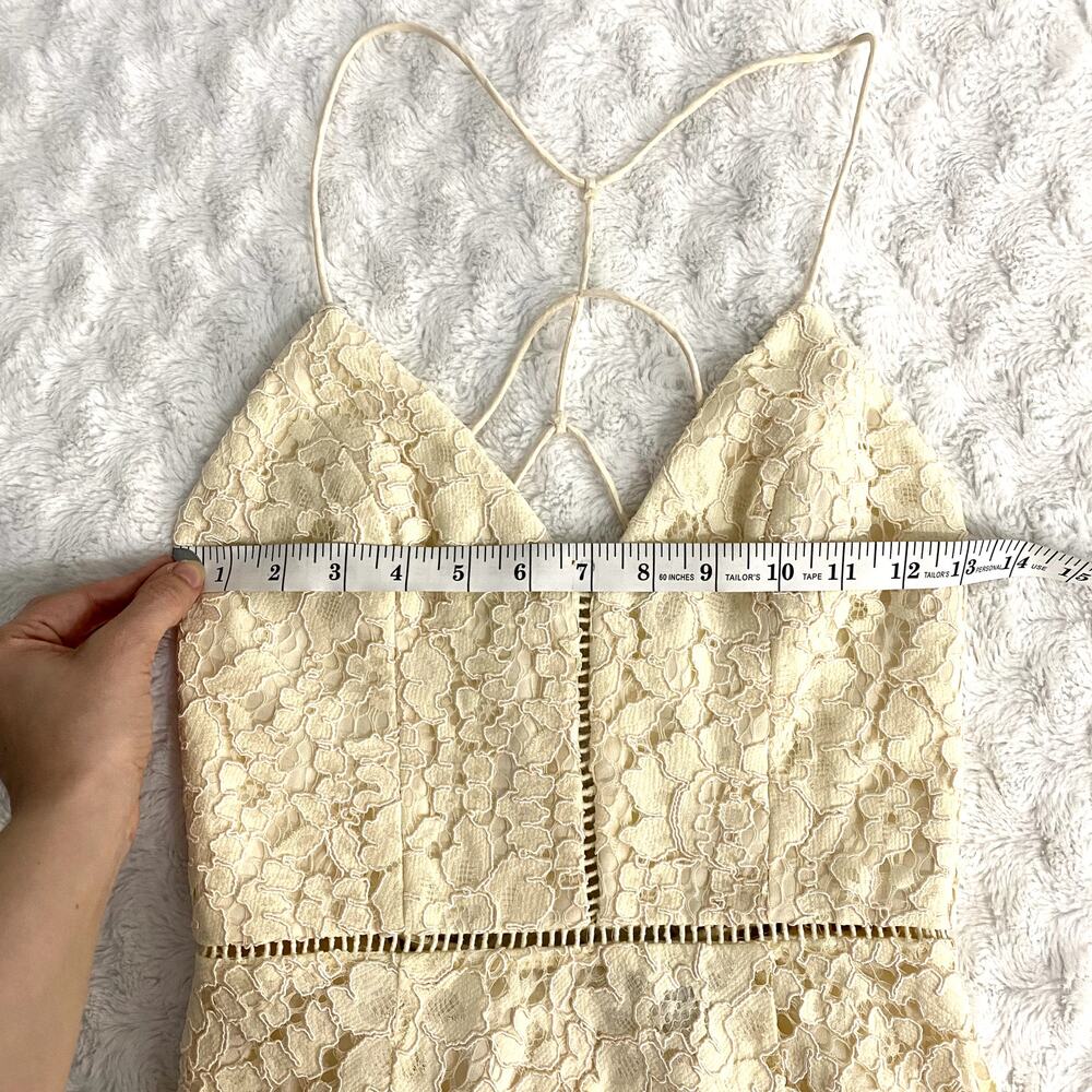 NBD Revolve Cream Only Yours Lace Asymmetrical Strappy Back Mini Dress XS - Picture 7 of 9
